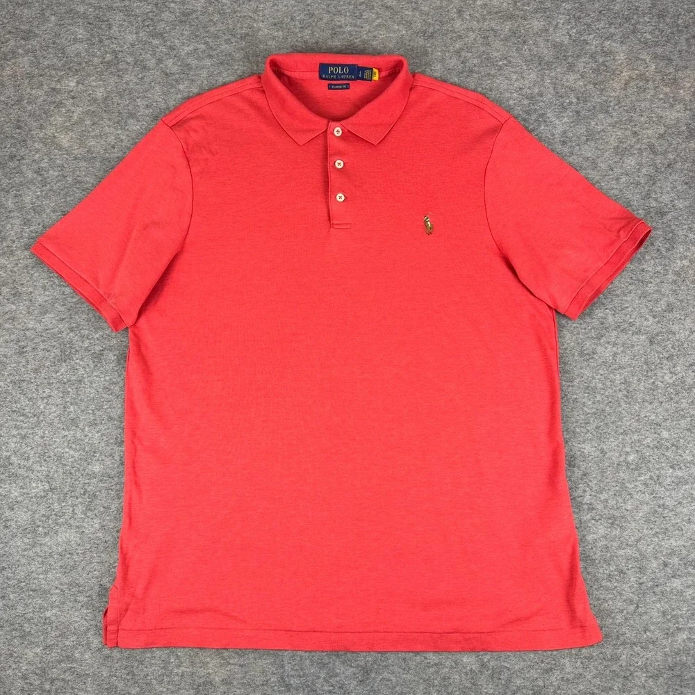 Polo Ralph Lauren Classic Fit Soft Polo Shirt Cotton Pink Mens Large L